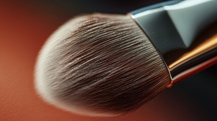 Closeup view of a makeup brush head bristles