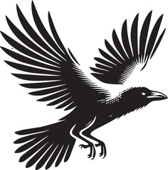 Crow vector illustration in black and white