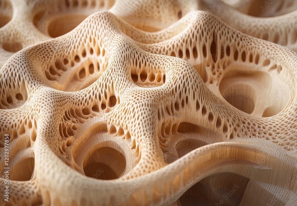 Poster intricate wooden texture showcasing organic patterns and unique grain features in a modern art persp