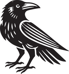 Crow vector illustration in black and white
