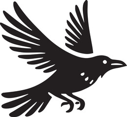 Crow vector illustration in black and white
