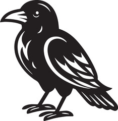 Crow vector illustration in black and white