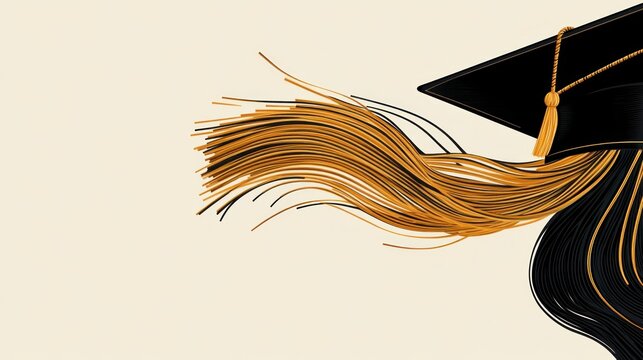 Graduation cap tassel flyaway beige background ceremony