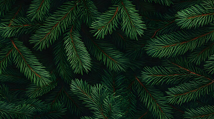 Dark Green Pine Branches Create a Lush, Natural Background for Seasonal Designs, Beautifully Arranged.