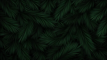 Dark Green Palm Leaves Pattern Forms a Lush Tropical Background Texture