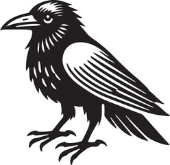 Obraz premium Crow vector illustration in black and white