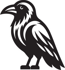 Crow vector illustration in black and white