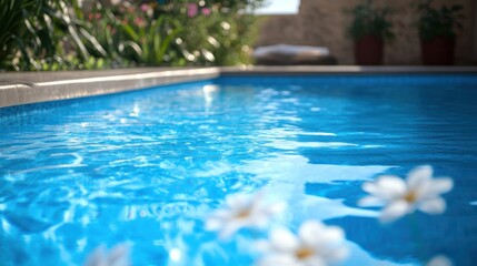 Crystal Clear Pool Water Surrounded By Lush Greenery