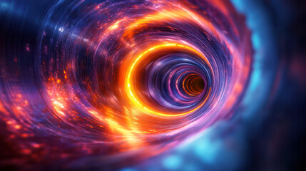Obraz premium A colorful tunnel with neon lights. The tunnel is long and narrow, and the lights are bright and colorful.