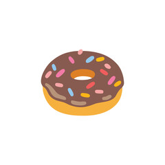 Chocolate donut or doughnut isolated on white background.  