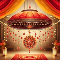 background with red umbrella
