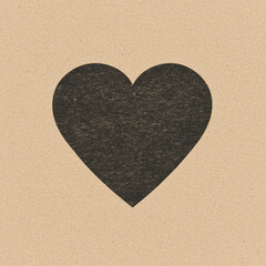 stamped style heart illustration in vintage sepia tones on textured paper background