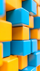 Abstract 3D Blue and Orange Blocks