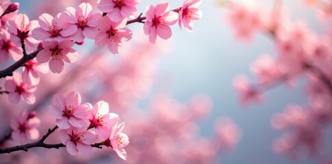 Obraz premium Delicate pink cherry blossoms frame a vibrant spring scene , cherry blossom border, romantic