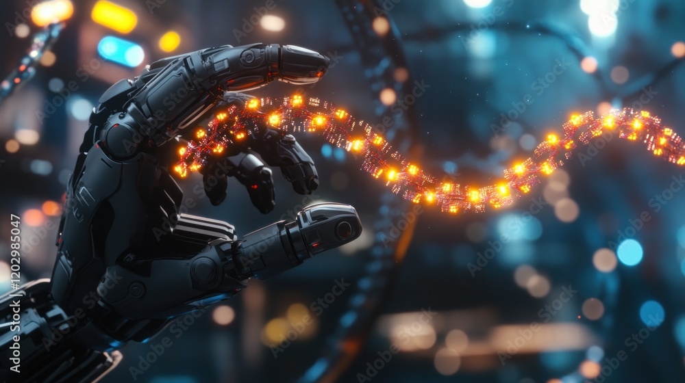 Poster Robotic Hand Manipulating Digital Data Stream