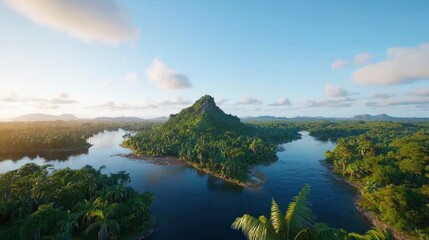 Tropical Island Mountain Landscape