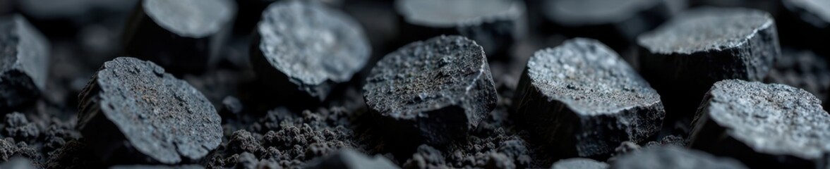 Fototapeta premium Rough, porous black charcoal pieces, BBQ texture , wood, coal
