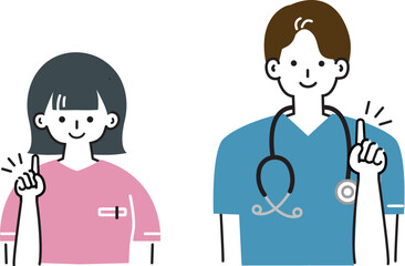 シンプルで可愛い医療従事者の男女