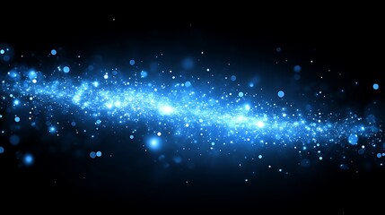 Obraz premium Abstract Blue Sparkles Glimmering In The Dark