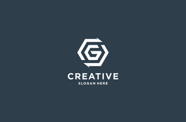 Obraz premium letter G and arrow logo design premium vector.