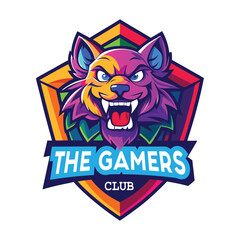 Digital art of a cartoon-style wolf head with an open mouth, sharp teeth and a mischievous expression. THE GAMERS CLUB logo