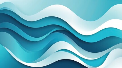 Obraz premium Gradient background with dynamic waves in blue, aqua, and white, vector abstract art.