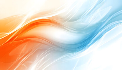 A contemporary abstract design featuring smooth flowing blue and orange waves with subtle gradients and dots. Perfect for digital presentations, graphic designs, and wallpapers.