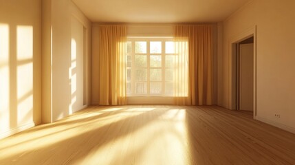 Fototapeta premium Sunlit Empty Room: A Peaceful and Serene Interior