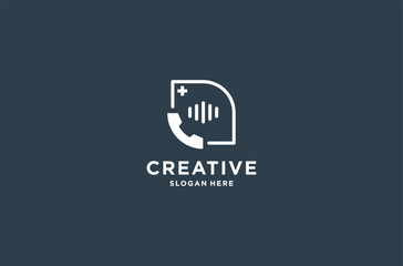 voice call logo design premium vector.