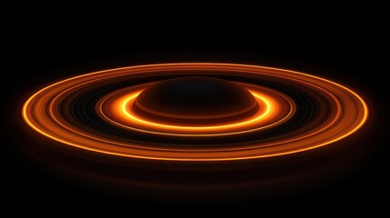 Fiery Planet with Glowing Rings in Dark Space