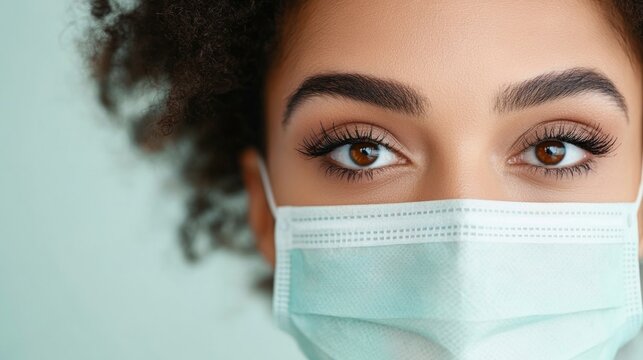 Spring Resilience Aesthetic African American Nurse’s Empathetic Gaze with Textured Mask - National COVID-19 Day and Seasonal Celebrations in Healthcare Design