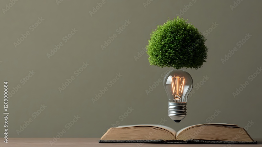 Poster light bulb with tree concept symbolizing knowledge and growth