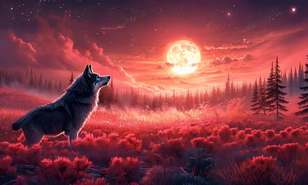wolf howling at the moon