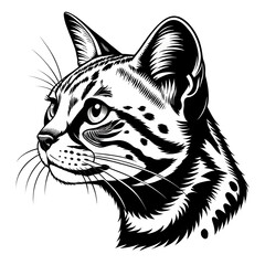 Obraz premium African Black-footed Cat head silhouette vector, logo type
