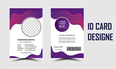 Modern ID Card design With 2 colors of gradient . Corporate ID Card Layout with Purple and Pink. Modern and minimalist ID Card template | Creative ID Card design for your employee.