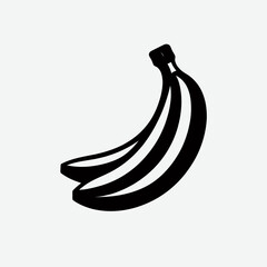 Banana silhouette in black on a white background