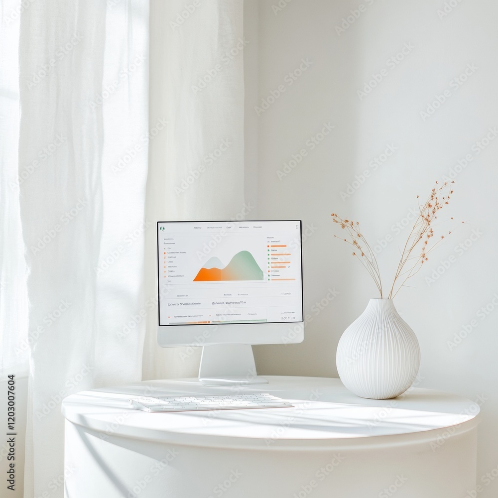 Leinwandbilder minimalist workspace design sleek desktop display featuring government portal for e-governance - enh