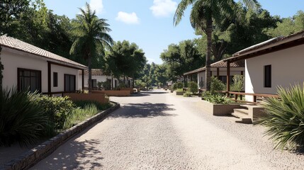 Fototapeta premium Tropical Village Street Scene