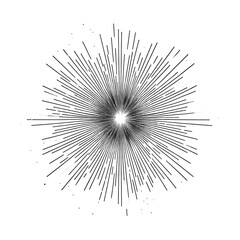 Fototapeta premium A minimalist starburst line sketch on a white background, radiating clean lines for dynamic effect.