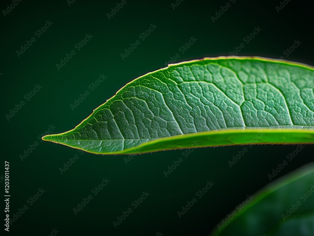 Aufkleber Eco-Visual Content Creation Macro Leaf Vein Structure in Soft Natural Light for Sustainable Design and Wellbeing Campaigns