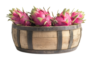 Dragon fruit in a barrel isolated on a white background