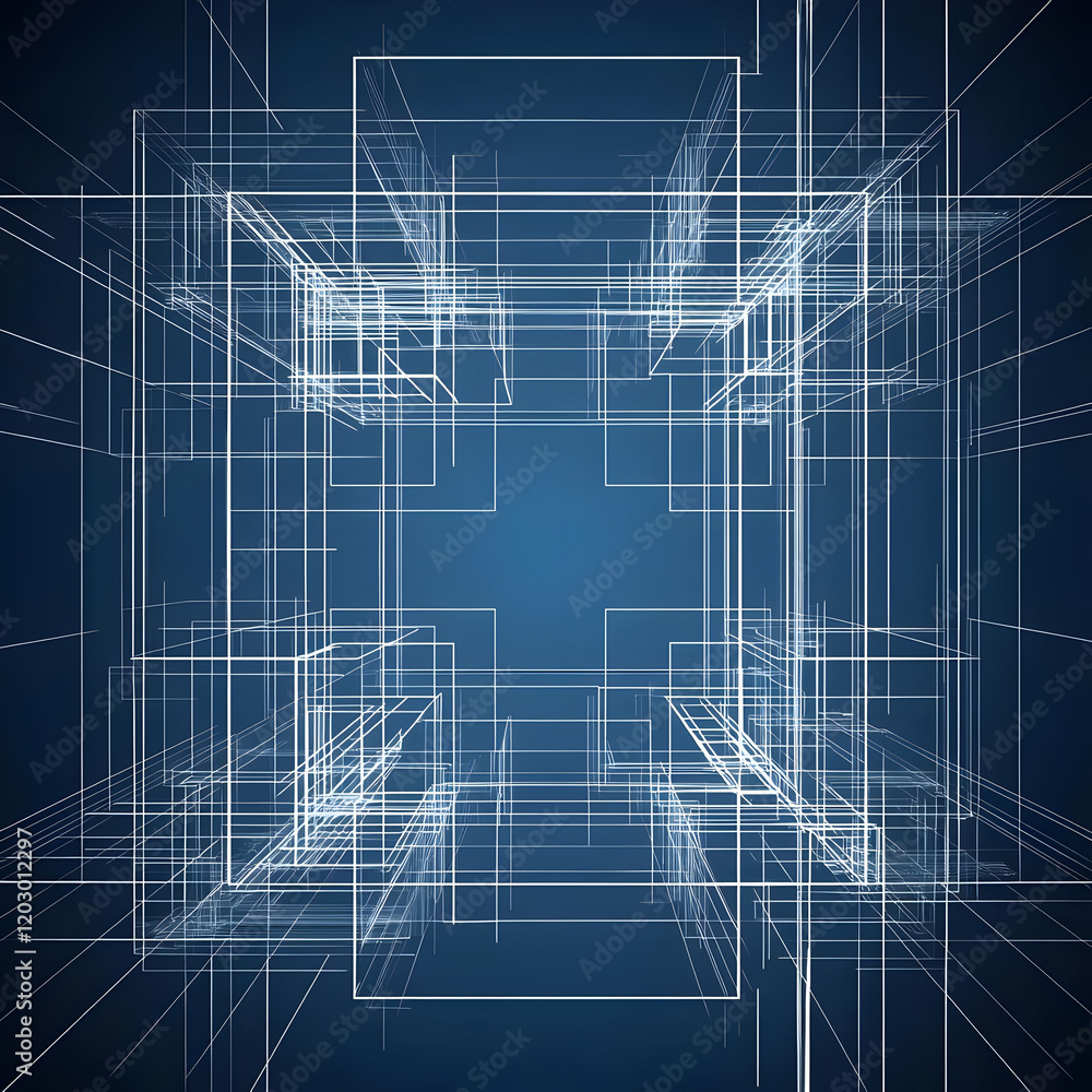 Poster abstract 3d wireframe grid background