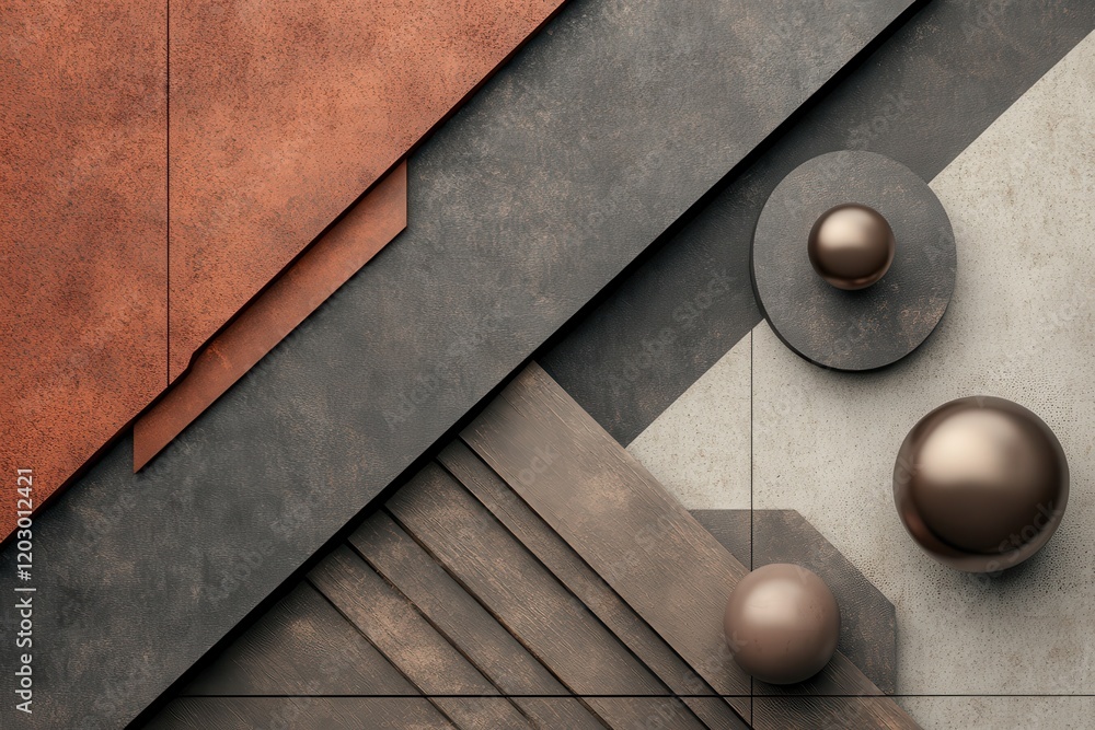 Poster abstract metallic textures with spherical elements