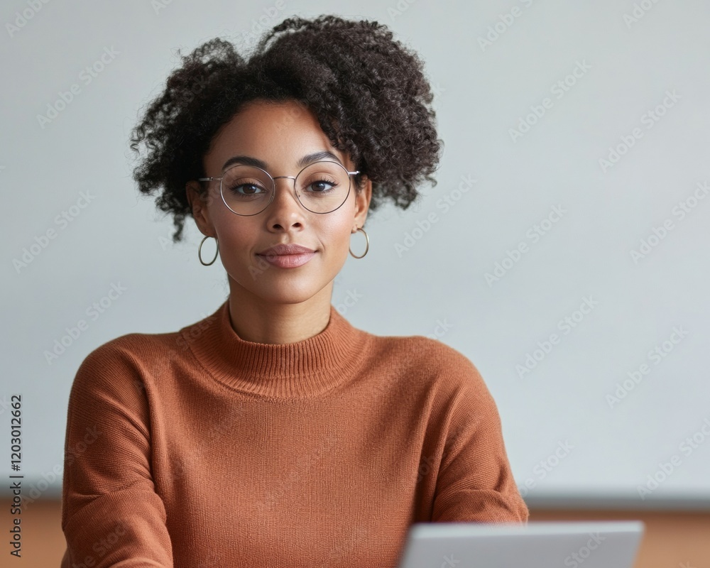 Aufkleber inclusive tech education african american woman leading coding class with teens and laptops - empowe
