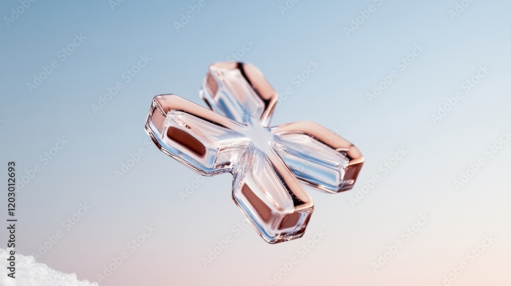 Poster modern geometric design translucent snowflake artistry in glass layers - innovative visuals for seas