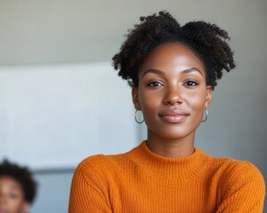 Diverse Tech Education Confident African American Woman Teaching Coding to Teens in Bright Classroom - Empowering Social Responsibility and Workforce Development
