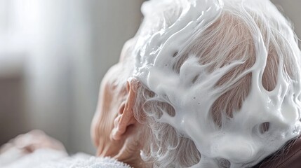 Photo of shampoo designed for fragile or thinning hair displayed in a senior care setting