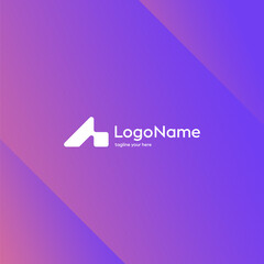 letter A tech logo design template elements