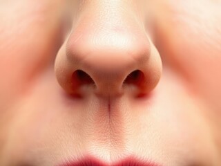 Close-up shot of a nose with intricate texture and pores, pores, texture