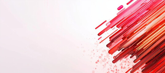 Abstract red streaks and splashes on white background create dynamic and vibrant composition